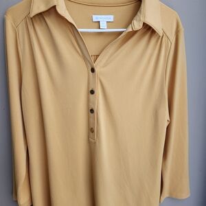 Charter Club Women's Button Down Yellow Shirt Blouse